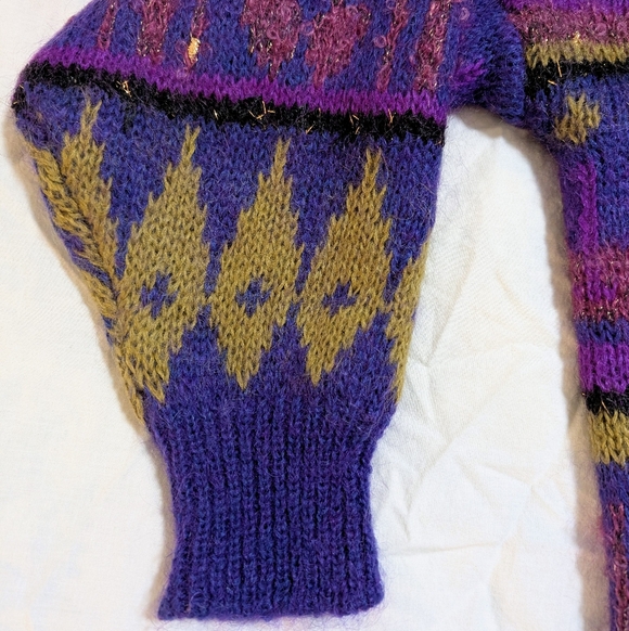 Vintage 80s German Designer YORN Mohair Electic Grandpa Oversized Cardigan M - Picture 8 of 12